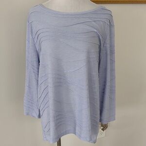 Simply Vera Vera Wang Light Blue Wave Pattern Top